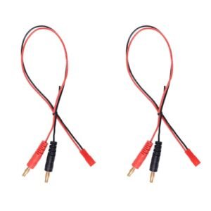 YXQ 2Pcs 4mm Male Banana Plug to JST 20awg Silicone Charging Cable for Styrofoam RC Jet Battery 30cm