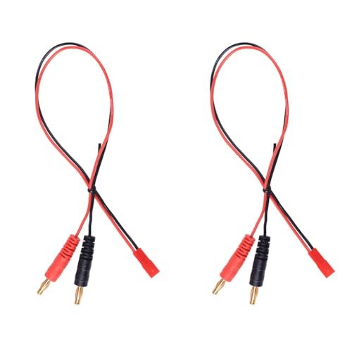 YXQ 2Pcs 4mm Male Banana Plug to JST 20awg Silicone Charging Cable for Styrofoam RC Jet Battery 30cm