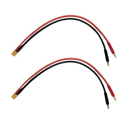 YXQ 2Pcs RC Battery Charge Cable XT30 to 4.0mm Banana Plug 16AWG 30cm for RC Helicopter Quadcopter Lipo Battery