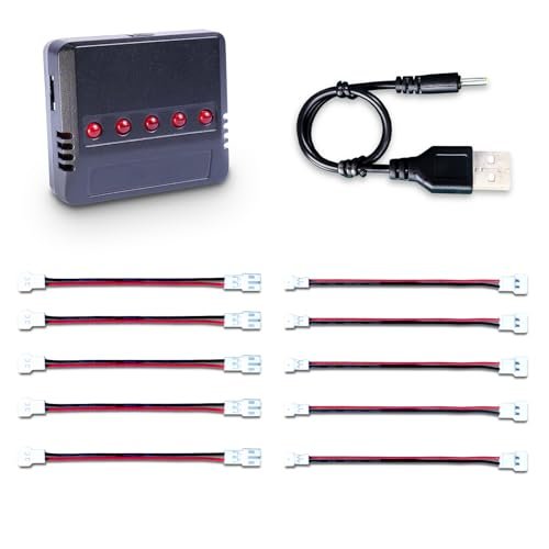 PCEONAMP 3.7v Battery Charger with JST PH 2.0 and 1.25 Connectors for Tiny Whoop H36 H67 Blade Inductrix E010 E013 150mAh 1S 25C Lipo Battery