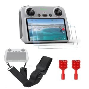RC Willey Glass Coffee Table Inspired DJI Accessory Set Neck Lanyard Strap 2 Pack Glass Screen Protector Control Sticks Joysticks for Mini 4 Pro Air 3 Mini 3 Mini 3 Pro Mavic 3 Pro Mavic 3