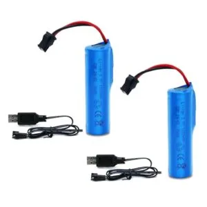 Tosiicop RC Car Battery Pack Charger 3.7V 1200mAh Li ion Rechargeable Batteries with SM 2P Plug and USB Charger Cable for Remote Control Cars Toys Monster Trucks