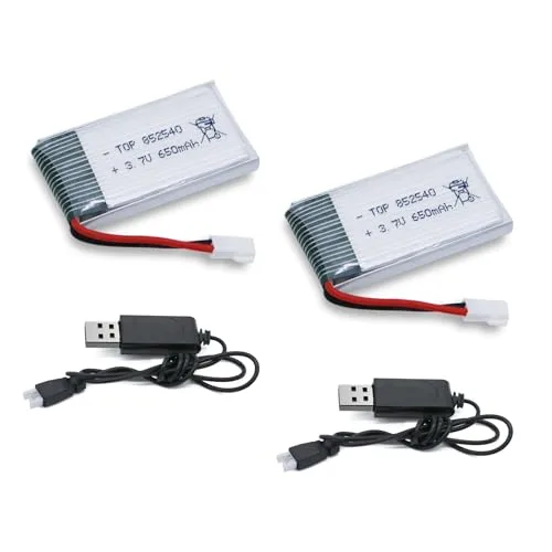 Tosiicop 3.7v 650mAh Drone RC Quadcopter Lipo Battery 2 Pack with XH2.54 Connector for SYMA X5 Series WLtoys V252 XT Flyer