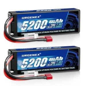 URGENEX 7.4V 5200mAh Lipo Battery 2S 70C High Discharge Rate for Nitro RC Semi Trucks and Vehicles 2 Packs