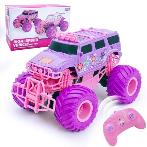 Dewhuh RC Road Rage Speed Bumpers Not Working 1:18 Scale Purple Remote Control Car High Speed 20 Km/h All Terrain Truck for Kids