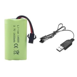 MOONZON 3.7V 1600mAh Li ion Battery with SM 2P Plug and USB Charging Cable Perfect for RC Willey Summerlin Las Vegas Toy Cars and Trucks