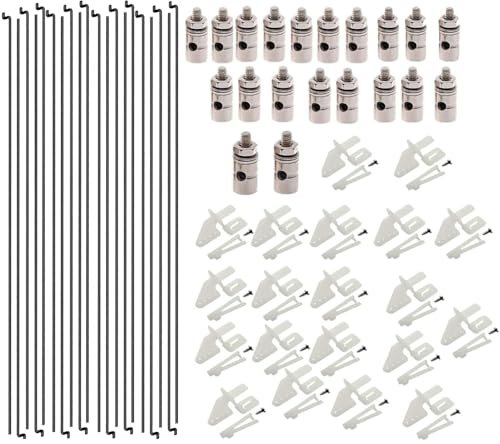 20Pcs RC Airplane Control Linkage Kit Including Adjustable Pushrod Connectors Nylon Control Horns and Z Push Rods for RC Plane and Boat Models
