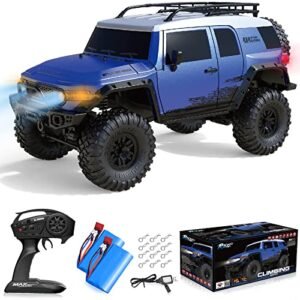 Sakeye 1 10 Scale RC Truck Wheels 2.4G 4WD RTR Remote Control Off Road Racing Vehicle With LED Lights Full Blue Truck Toy for Kids and Adults Including 2 Batteries