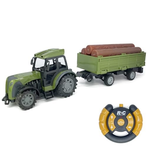 Green Plastic Farm Truck RC Toy with Detachable Trailer for Kids Ages 3 4 5 6 7 8