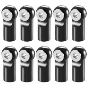 RCHUBAM 10Pcs M2 Link Rod End Joint Aluminum Metal Ball Tie Rod End Head Holder Compatible with Eztec Ford F350 RC Truck Crawler Car Boat Upgrade Parts Black