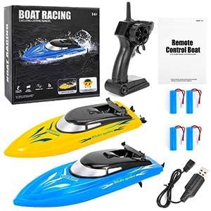 GIMMYFIVE 2PACK RC Boat, 10km/H 2.4G High Speed Remote Control Boat, Fast RC Boats for Pools and Lakes