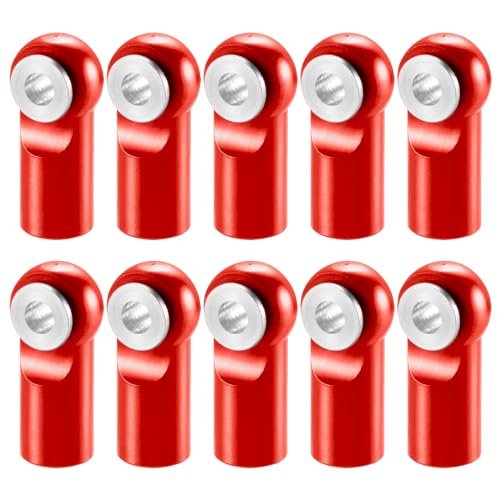 RCHUBAM 10Pcs M2 Link Rod End Joint Aluminum Metal Ball Tie Rod End Head Holder Vintage RC Boat Parts Upgrade Accessories Red