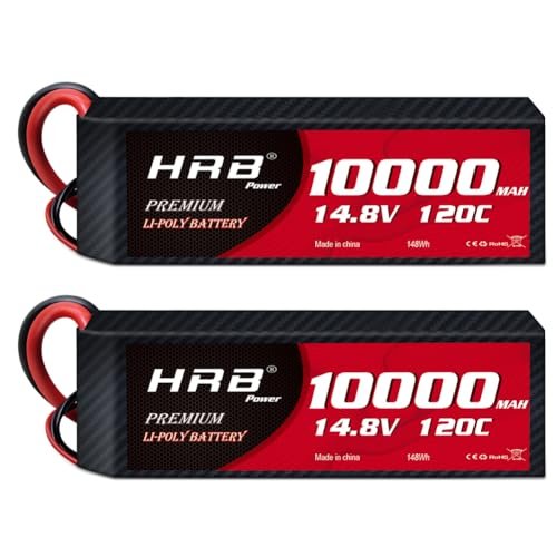 HRB 4S 10000mAh Lipo Battery EC5 120C Soft Case 14.8V RC Lipo Battery Compatible with RC Car Airplane Helicopter Truck Boat (2 Packs)