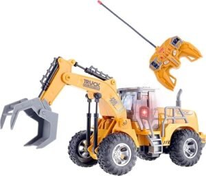 PowerTRC 1 30 Scale RC Excavator Digger Truck with Remote Control Functional Construction Claw Vehicle for Kids Battery Powered Engineering Toy