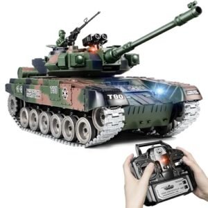 Supdex RC Tank with BBS RC Alloy Wheels 1/18 RUS T 90 Alloy Metal Remote Control Model Military Toy with Smoke Sound and Lights