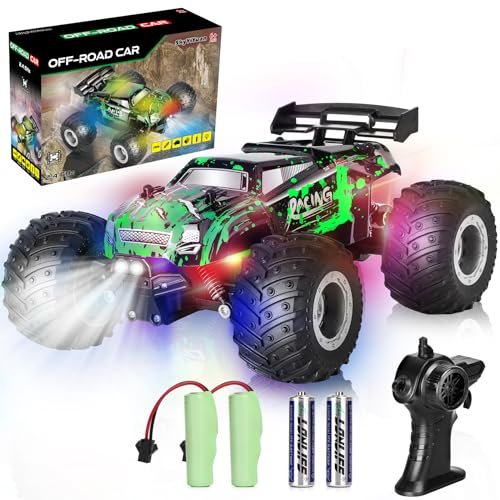 SkyYiYuan RC Truck Lego Compatible Fast Remote Control Car Off Road Monster Truck with LED Lights High Speed Motors for Kids Age 8 12