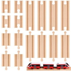Liliful 16 Piece Wooden Train Track Expansion Set Featuring Various Types of RC Connectors for Enhanced Layout Creativity