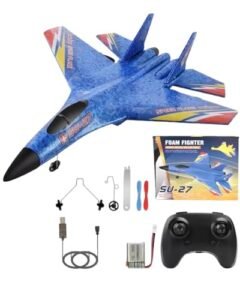SkyHigh SU 27 RC Model Plane Crashes Proof 2.4Ghz 6 Axis Gyro Remote Control Airplane for Beginners and Outdoor Fun Blue