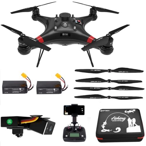 Camoro Ideafly Fishing Drone 3KG Payload Bait Release Heavy Duty GPS Drone with 4K Camera 1.5km Range 33mins Flight Waterproof Design Includes Extra Propellers and Batteries