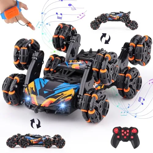 NEXBOX Cool 8 Wheels Hand Controlled RC Car 6 Wheels Stunt Toy Gesture Sensing Remote Control Cars for Boys Age 6 to 14