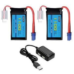 AMZZN RC Willey Scratch and Dent Provo 7.4V 1100mAh 2S Lipo Battery with EC2 Plug and 2 in 1 Charger for UTB18 RC Car