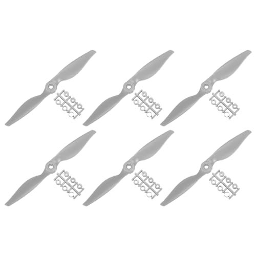 MECCANIXITY 6Pcs 7x5 Inch Propeller RC Propellers 2 Vane Blades Props Gray with Adapter Rings for Airworld RC Jets