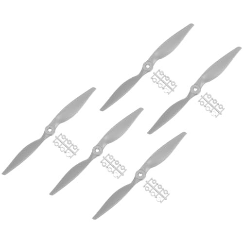 MECCANIXITY 5Pcs 10x7 Inch Propeller RC Propellers 2Vane Blades Props Gray with Adapter Rings for RC Airplane Aircraft Prop Replacement Ideal for Michigan RC Airplane Clubs