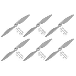 MECCANIXITY RC Gorman Signed Prints 1977 6Pcs 11x5.5 Inch Propeller 2 Vane Blades Props Gray with Adapter Rings for RC Airplane Aircraft Prop Replacement