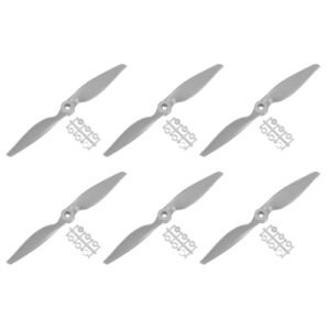 MECCANIXITY 6Pcs 9x4 5 Inch Propeller RC Propellers 2 Vane Blades Props Gray with Adapter Rings for RC Airplane Aircraft Prop Replacement Compatible with 2 8 RC Rims