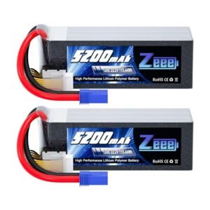 Zeee 6S Lipo Battery Shorty Pack 5200mAh 22.2V 120C with EC5 Connector for Cheap RC Nitro Trucks and More 2 Pack
