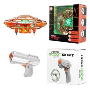 Force1 Scoot Skeet Drone Orange Hand Drone with Blaster Gun Electronic Shooting Game for Kids and Adults LED Toy Gun