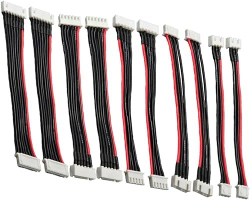 Maihuijia 10pcs JST XH Balanced Plug Male Female 2S 3S 4S 5S 6S Charging Extension Cord Cable 15cm Balance Cord for Laminate RC Plane Lithium Battery