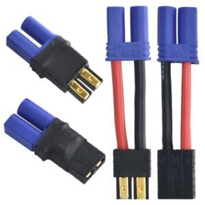 Quthort 2 Pairs TRX to EC5 Male Female RC LiPo Battery Connector Adapter for Traxxas Lipo Battery Charger