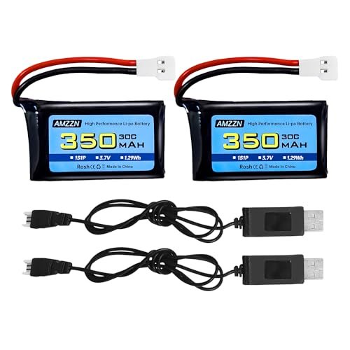AMZZN 2PCS 3.7V 350mAh Lipo Battery with Molex Plug for RC F35 Turbine Jet Drones and Syma X11C WLToys V911S Models