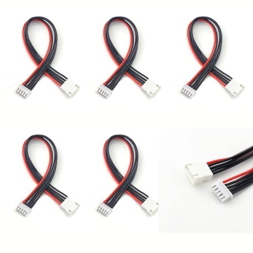 5PCS JST XH 4S Balance Plug Extension Lead Wire 22AWG 20cm Silicone Cable for LiPo Battery Charging