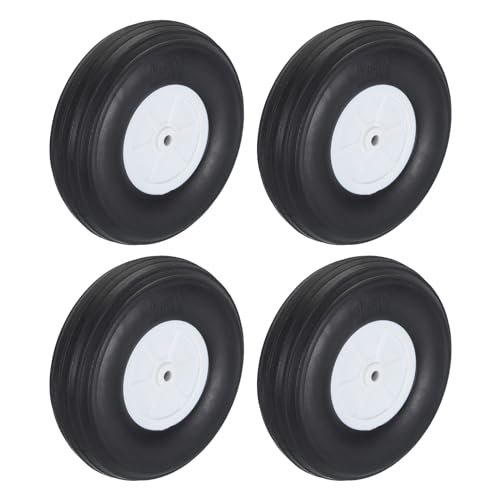 MECCANIXITY RC Foam Wheels 4.53 Inch OD PU Sponge Tires for DIY RC Model Plane Aircraft Pack of 4