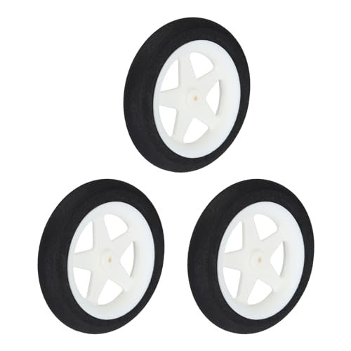 MECCANIXITY RC Airplane Wheels for F 104 RC Plane OD 3.07 Inch White Sponge Foam Wheels Pack of 3