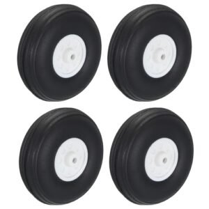 MECCANIXITY RC Plane Tail Wheel 1.97 Inch OD PU Sponge Wheels Pack of 4 Black for DIY RC Model Aircraft