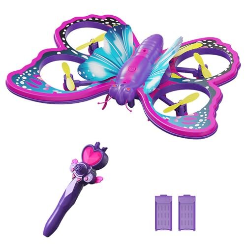 GoolRC DynaFlite Butterfly RC Plane Mini Drone with 2.4GHz Remote Control 3D Flip Gravity Sensing Headless Mode Altitude Hold LED Light 2 Batteries Perfect Gift for Kids