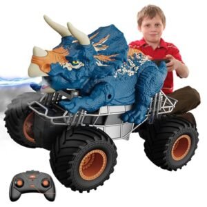 RILATLL Big Dinosaur New Era RC Monster Trucks 2.4GHz 1 18 Scale Remote Control Car for Kids Ages 4 12 Blue