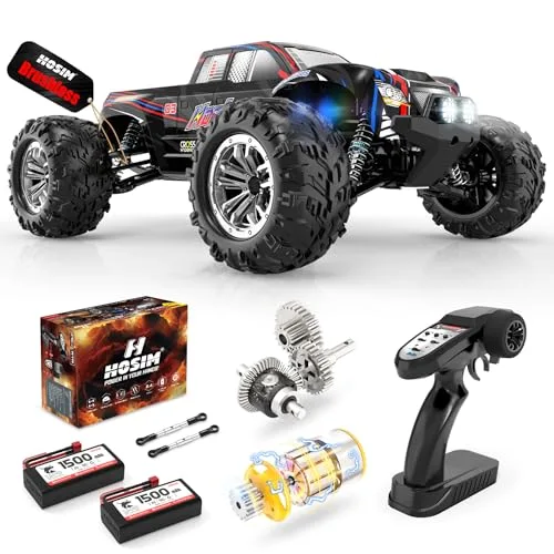 Hosim 1/10 Scale Brushless RC Trucks 4x4 for Adults Boys 62KMH High Speed Remote Control Car All Terrain Waterproof Off Road Racing Buggy Toy Gift