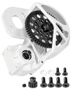 hopsupRC Aluminum Transmission Gearbox Upgrades Part for 1/10 Axia1 SCX10, SCX10 II 90046,90047,Wraith,AX10 RC Crawler Truck,Center Transmission Gearbox Hops up,Silver