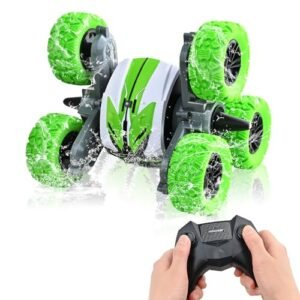 whiriwhiri 2024 Upgraded RC Amphibious Car Waterproof Tri-Wheeler 360 Degree Spin Stunt Double Sided Driving Rechargeable Remote Control Toys Gifts for Boys Girls Age 6-14
