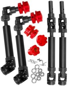 RCMYou 1/10 WideMaxx CVD Driveshaft Upgrade Kit 4PCS Black and Red #45 Steel Front Rear Axle