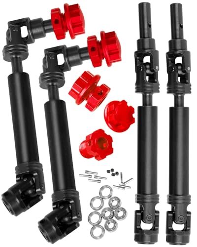 RCMYou 1/10 WideMaxx CVD Driveshaft Upgrade Kit 4PCS Black and Red #45 Steel Front Rear Axle