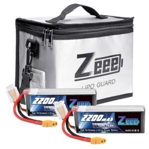 Zeee 14.8V 120C 2200mAh 4S RC Lipo Battery with XT60 Plug 2 Pack Batteries with 1 Pcs Lipo Safe Bag Fireproof Explosionproof Bag for Storage Charging