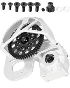 RCHuiWow Best 1 10 RC Crawler Shocks Aluminum Transmission Gearbox Upgrade for Axia1 SCX10 SCX10 II 90046 90047 Wraith AX10 Alloy Center Silver