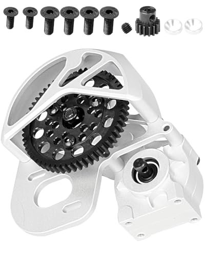 RCHuiWow Best 1 10 RC Crawler Shocks Aluminum Transmission Gearbox Upgrade for Axia1 SCX10 SCX10 II 90046 90047 Wraith AX10 Alloy Center Silver