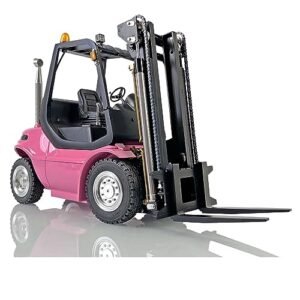LESU 1/14 Scale RC Hydraulic Forklift Model with RTR RC Transfer Construction Car Pump Valve Motor Light Sound I6S Radio Controller in Pink