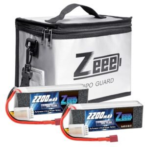 Zeee 14.8V 50C 2200mAh 4S RC Lipo Battery with T Plug 2 Pack Batteries and Fireproof Safe Bag